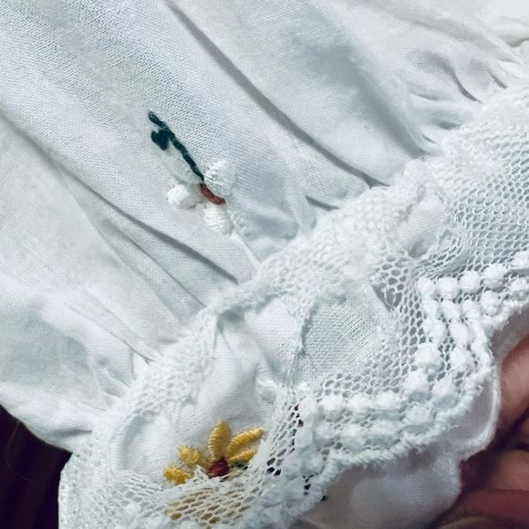 For Love and Lemons Shelby daisy puff sleeve cropped tie front shirt top S small - Picture 8 of 8